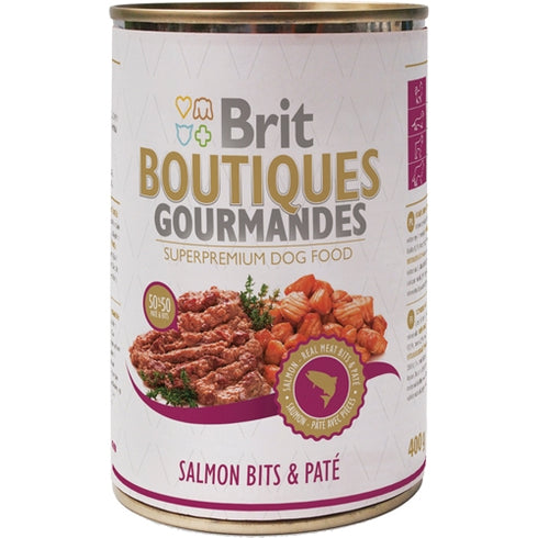 Hrana umeda pentru caini Brit Boutiques Gourmandes cu bucatele de somon 400 g